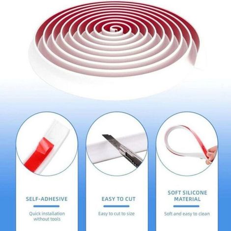 Joint D'étanchéité - Silicone Auto-adhésif - Pour Receveur De Douche Lavabo Plan De Travail - Hauteur 12 mm - 1 Mètre (1/4)