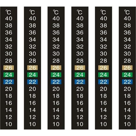 (10 à 40 °C)Lot de 6 autocollants de température de l'eau, à induction, thermomètre numérique d'aquarium, convient pour la position des tortues, reptiles et poissons d'ornemen (1/5)