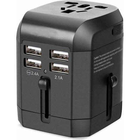 Adaptateur secteur universel mondial Universel USB Chargeur mural de l'adaptateur secteur de voyage CA Coup de téléphone portable Portable Quad 3.5A Port de charge intelligent Prise de voyage pour (1/5)