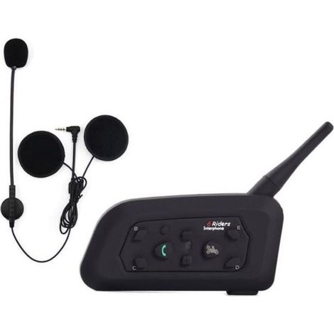Talkie-walkie sans fil V6 pour moto - Avec microphone - Étanchéité IPX6 - Portée de 1200 mètres, communication en temps réel (1/3)