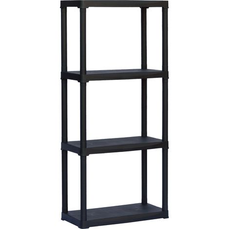scaffale 4 ripiani in polipropilene artplast "tempo" nero portata 100 kg 60x30x142 cm