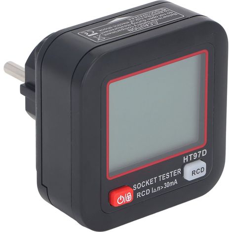 Testeur de prises électriques avec écran LCD, test de déclenchement du disjoncteur différentiel, vérification de polarité et de phase, détecteur de prises électriques 45-65 Hz (1/5)