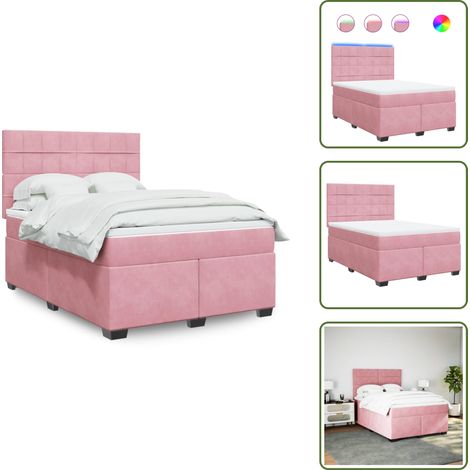 Sommier à lattes de lit avec matelas Rose 160x200 cm Velours - Sommier À Lattes De Lit - Sommiers À Lattes De Lit - Lit - Meuble De Chambre À Coucher (1/5)