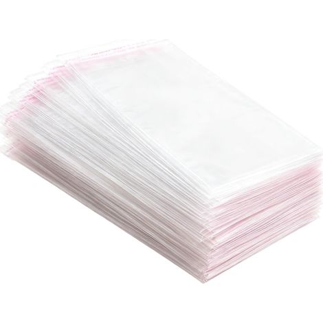 200 Sachet Cellophane, 12x6cm, Fermeture Auto-adhésive, OPP Qualité Alimentaire, Pour Bijoux Bonbons Cadeaux (1/5)