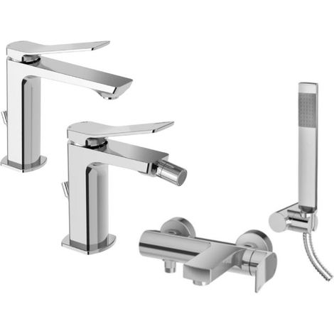 Composizione miscelatori lavabo e bidet c/scarico + misc. vasca