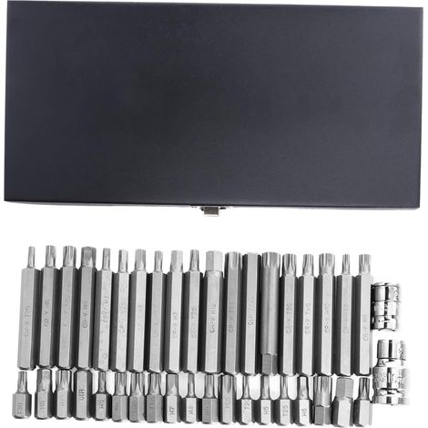 Coffret de 40 Embouts Étoile et Douilles Cannelées en Acier Chrome-vanadium, Rangement Sûr, pour Garage et Maison Couleur Aléatoire (1/5)