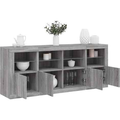 Aparador con luces LED gris Sonoma 163x37x67 cm vidaXL (1/5)