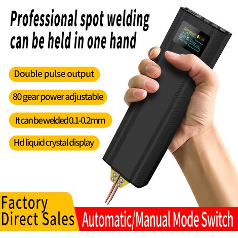 Máquina de soldadura por puntos de potencia regulable (80 niveles), panel de control digital, compatible con baterías cilíndricas de litio, baterías de níquel-metal hidruro, pilas de níquel-cadmio y c (1/2)