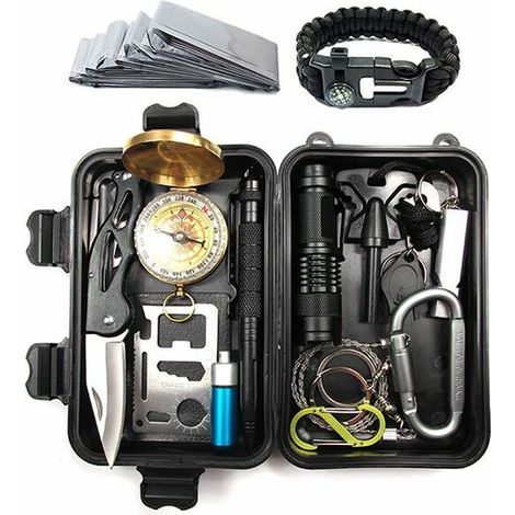 Survival Gear Kits Utdoor Emergency Kit Emergency Gear Kit für Camping, Wandern, Abenteuer, Ausrüstung, Werkzeug, Geschenke für Männer, Papa, Ehemann..