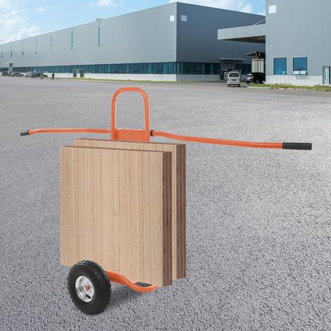 Chariot de transport à plaques - Jusqu'à 220 kg - Chariot de transport robuste pour placoplâtre, contreplaqué et plaques - Chariot de transport robuste (orange) (1/5)