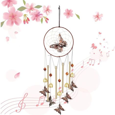 Carillon à Vent, Carillon Éolien Extérieur pour Fenêtre ou Jardin, Carillon à Vent Extérieur Adopte l'attrape de Rêve/Papillon/Tube en Aluminium et Carillon à Vent pour Jardin, (1/5)