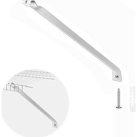 Support d'étagère métallique blanc de 43 cm (17 pouces), adapté aux rayonnages grillagés d'entrepôt. Support triangulaire porteur, vis de fixation et chevilles incluses. Convient aux rayonnages grilla (1/5)