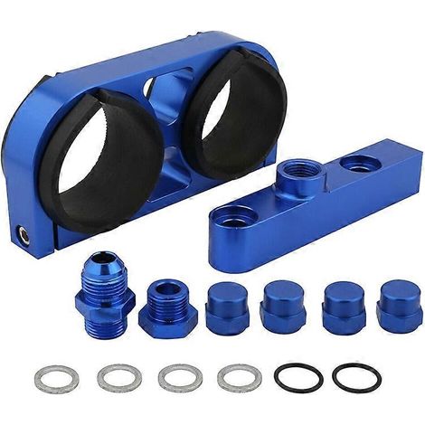 Collecteur de sortie double de pompe à carburant 044 910 en aluminium usiné, avec support de montage (1/5)