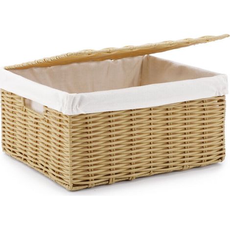 Foldable laundry basket made of hand-woven synthetic rattan, with lid and handles – Stylish and functional storage basket