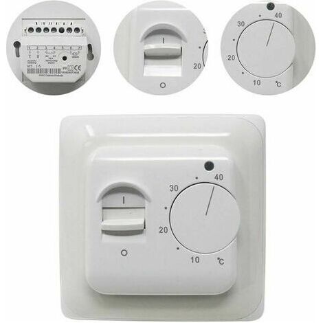 LAN Thermostat de chaudière　Manuel Thermostat d'ambiance Chauffage au Sol Electrique avec sonde AC 220V 16A, Régulateur de Thermostat Plancher Chauffant Mécanique [Classe énergétique A+++] (1/5)