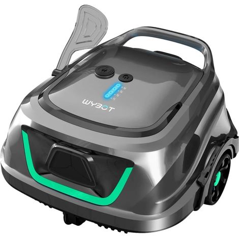 WYBOT A1 Robot Piscina Senza Fili per Piscine con Fondo Piatto (pendenza max 15°), Autonomia 120 Min, Indicatore LED di Stato, Filtro 180μm, fino a 100㎡