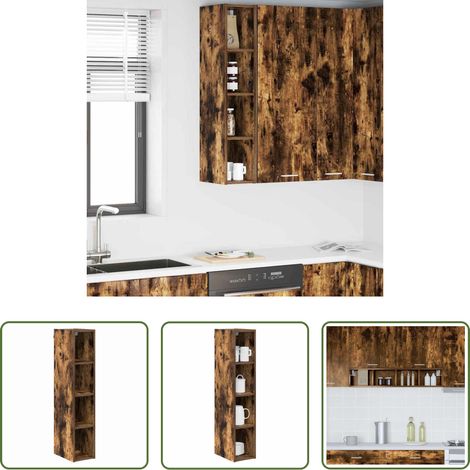 vidaXL Meuble suspendu - Armoire suspendue avec stockage Chêne fumé 20 x 29,5 x 100 cm (1/5)