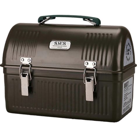 Retro-Vintage-Lunchbox aus Metall mit Griff und Verschluss – 9,5 Liter Stauraum für Speisen, Getränke und Wasserflasche Grün (1/5)