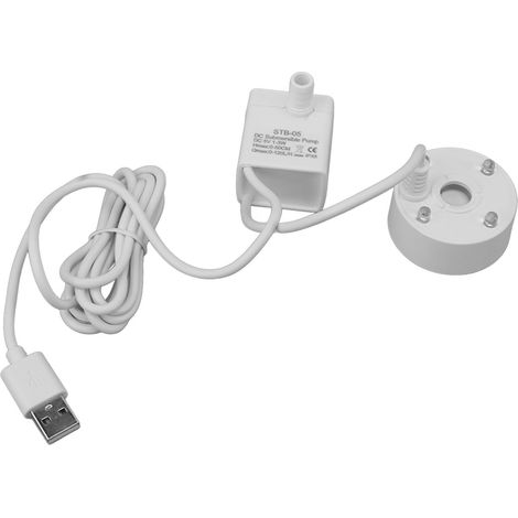 Brumisateur USB avec pompe, éclairage LED, atomiseur et humidificateur (5V) pour piscine, jardin et bureau (blanc) (1/5)