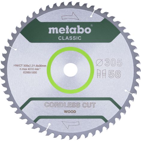 Lame de scie Metabo « cordless cut wood - classic », 305x2,2/1,6x30 Z56 WZ 5° /B (628694000)