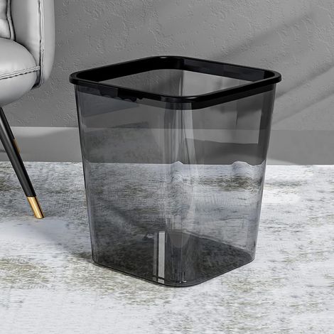 Poubelle en plastique transparente, petite poubelle avec anneau de pression pour salle de bain, chambre à coucher, cuisine, dortoir universitaire, bureau – Transparent (gris) (1/5)