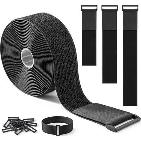 Sangle Velcro robuste de 5 cm x 5 m avec 15 boucles – Réglable, découpable et réutilisable, idéale pour les câbles, tuyaux, canalisations et plus encore (1/5)