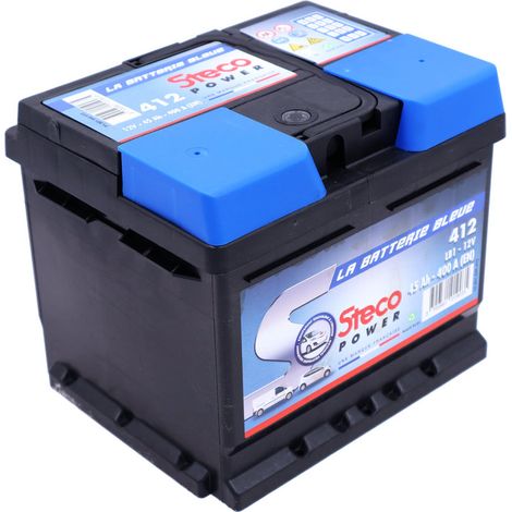 Stecopower – Batterie voiture 12V 45Ah 400A – Dimensions 207x175x175 mm – Batterie étanche sans entretien – Idéale pour démarrage rapide (1/3)