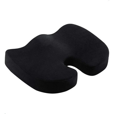 Coussin ergonomique pour chaise de bureau - Soulage les douleurs du coccyx et la sciatique (Noir) (1/5)
