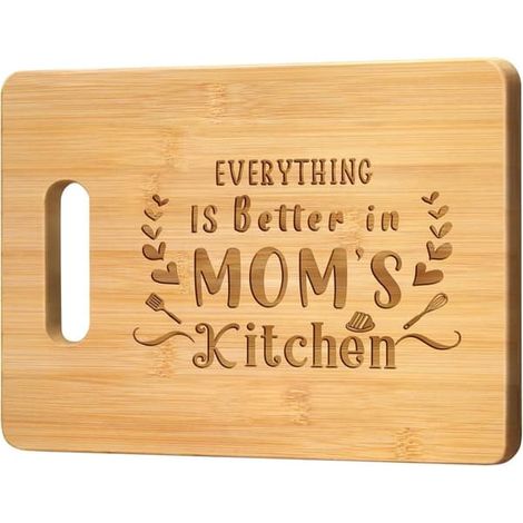Planche à découper en bambou gravée 28x21 cm - Cadeau pour maman (1/5)