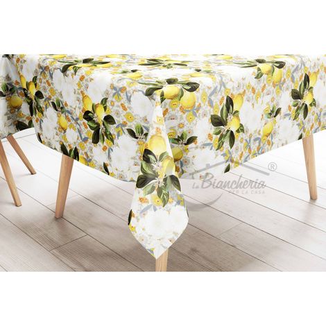 TOVAGLIA LIMA © in TELA CERATA plastificata LAVABILE idrorepellente in PVC LIMONI made in Italy Cm. 140x180 x6 persone