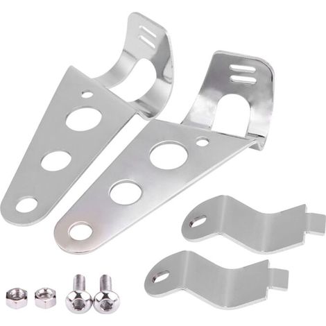 Wakects Supports de Montage de Fourche, avec Boulons de Montage, Supports de de Phares, en Acier Inoxydable pour et (SILVER) (1/5)
