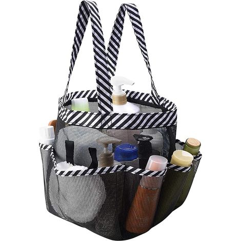 Tragbare Duschkorb-Organizer-Tasche aus Netzgewebe, schnelltrocknende Duschtasche, vielseitige Hänge-Kulturtasche mit 8 Badezimmertaschen (1/5)