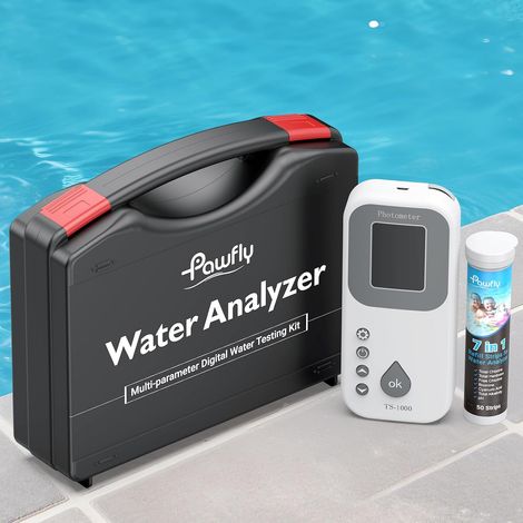 Kit Test Eau Numérique 7 en 1 50 Bandelettes Test Testeur Eau Piscine Numérique pH Dureté Totale Chlore Total Chlore Libre Alcalinité Totale Acide Cyanurique et Brome (1/5)