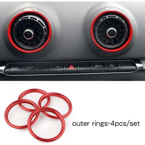 (Anneau extérieur rouge) Convient aux modèles AUDI A3 8V 2013-19, S3 2013-16, Q2 et L 2017. Accessoire de décoration pour grille d'aération de climatisation automobile. (1/5)