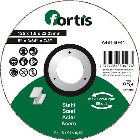 Taglio Acciaio Disco 125 Mm X 16 Mm Curvo Fortis