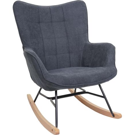Fauteuil à bascule chaise de relaxation en tissu anthracite coutures décoratives 040006901 (1/5)