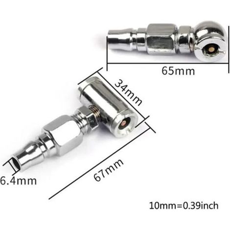 Buse De Gonflage - Double Tête Acier Au Vanadium - Clip De Verrouillage Intégré - Pour Voiture Et Vélo - 2 Pièces (1/4)