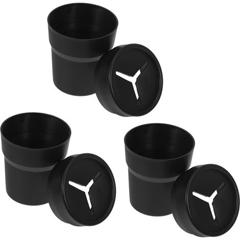 of 3 Mini Car Trash Cans with Lids Portable PVC and PP Cup