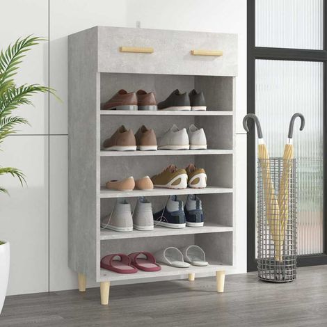 812784 vidaXL Shoe Cabinet Concrete Grey 60x35x105 cm Engineered Wood (1/5)
