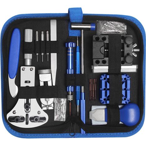 Uhrreparaturset, 185-teilig, professionelles Werkzeug zum Öffnen des Gehäuses und zum Batteriewechsel (silber)
