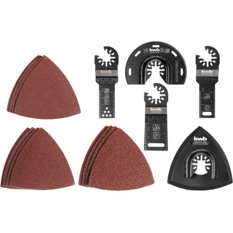 Set utensili multifunzione 17 pezzi KWB quick stick change 12 dischi abrasivi (1/5)