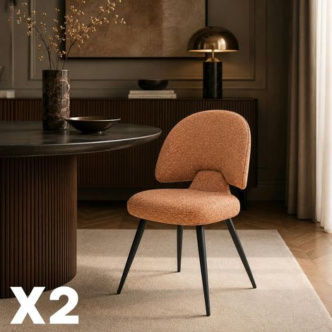 Chaise design tissu rouille dossier arrondi (x2) LOMBARDIE (1/5)