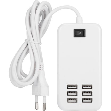 6-Port-USB-Schnellladestation (30 W), 100–240 V Wechselstromnetzteil mit EU-Stecker (1/5)