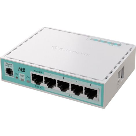 MikroTik RouterBOARD hEX  E50UG  10/100/1000 Mbit/s  Puertos Ethernet LAN (RJ-45) 5  Compatibilidad con redes en malla No  MU-MiMO No  Sin banda ancha móvil