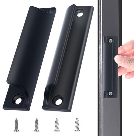 Manija de aleación de aluminio, 2 piezas para puertas de balcón exteriores, manijas para puertas corredizas, manijas para cajones de gabinetes, manijas de perfil de cocina con 4 tornillos para gabinet