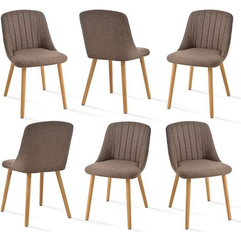 GOEURVANT Webstoff Esszimmerstuhl Mokkatöne, 6er, ergonomischer Küchenstuhl with atmungsaktivem Bezug & Rutschschutz
