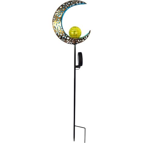 Gartenleuchten im Vintage-Stil mit Ausschnittdesign, Solar-Gartenleuchte aus Eisen für den Außenbereich, Hof, Blue Moon