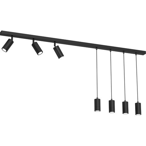 Barra 150cm nera opaca 7 spot GU10 metallo Luminex