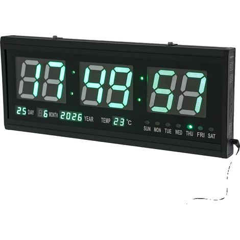 Horloge Murale LED Numérique, Affichage Multifonction, Fonctionnement Silencieux, et Vert, 48cm 18.9inch (1/2)