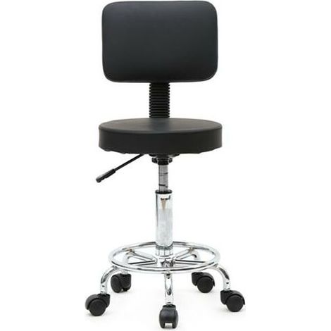 royaluxe -Tabouret de salon réglable de forme ronde avec dossier noir (1/5)